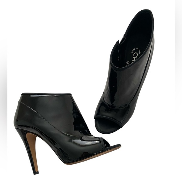 Authentic Chanel Patent Leather Peep Toe Booties
Size: 40 - Picture 1 of 12